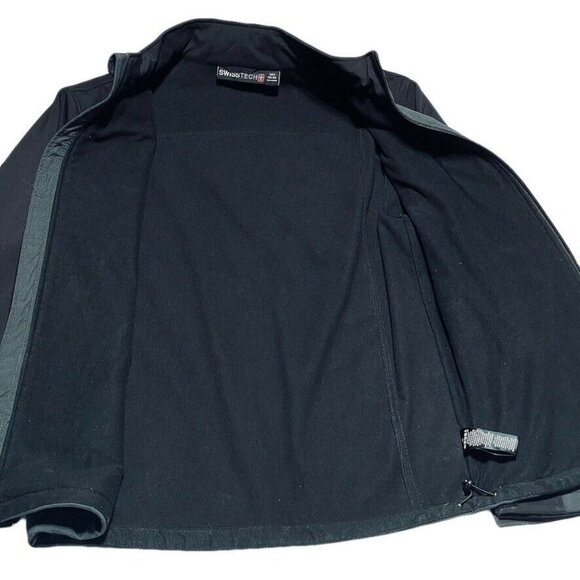 SwissTech Mens Softshell Jacket Water-Resistant Black & Gray Size S - Picture 3 of 12